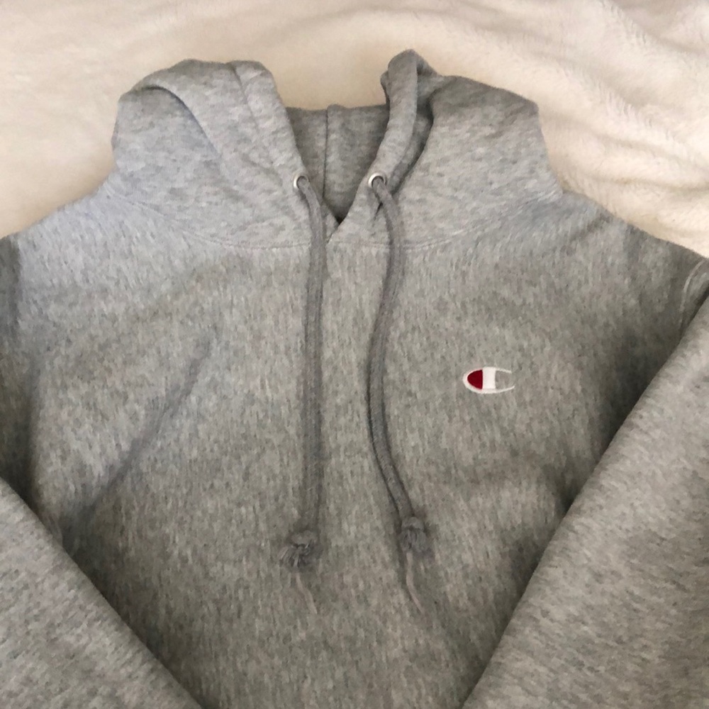 Champion grey cropped hoodie